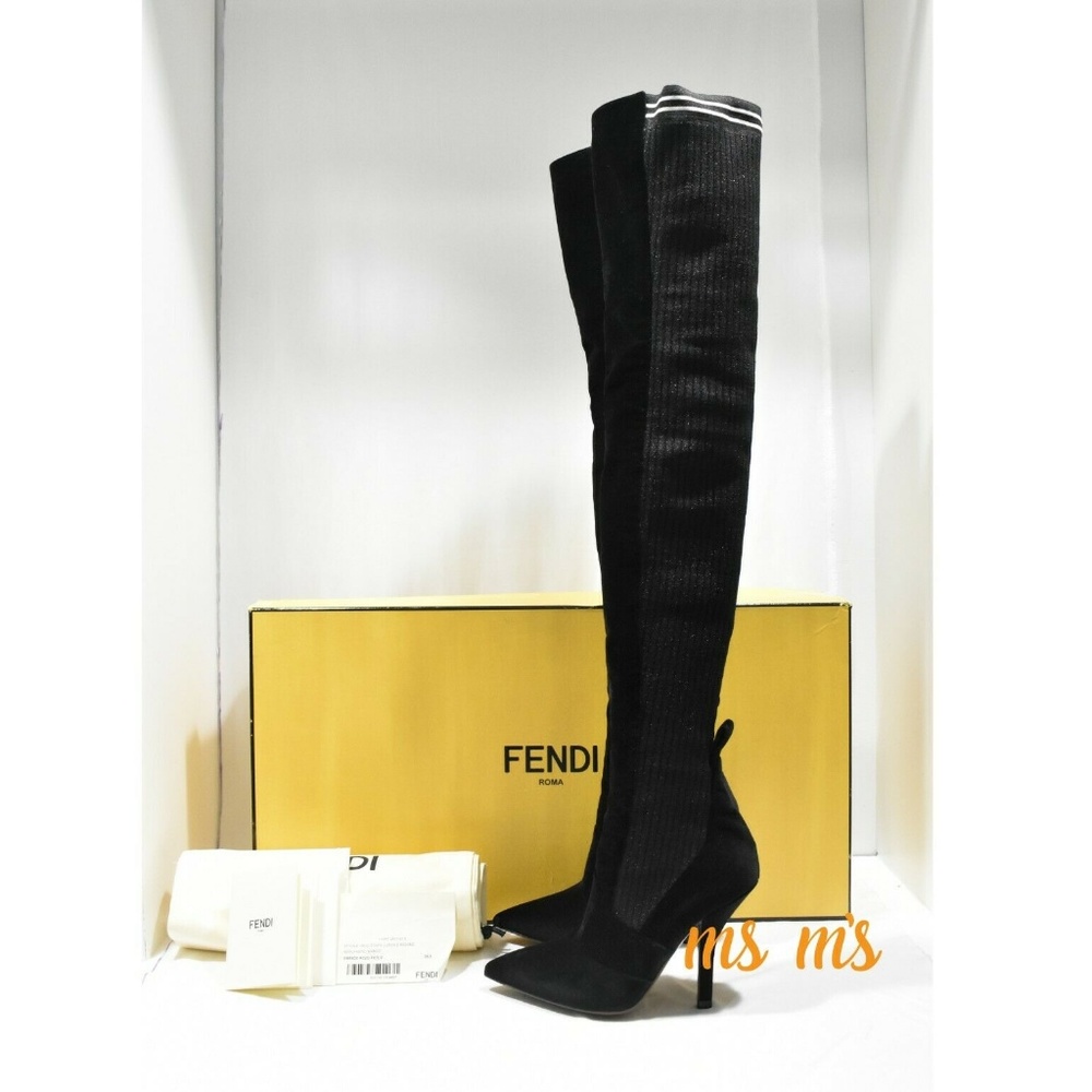 NIB FENDI Velvet stretch Knit over the knee boots